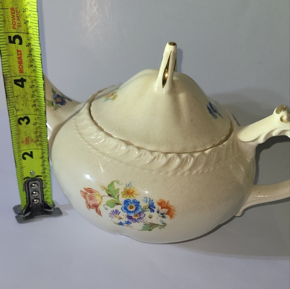 Antique Colorful Floral Harker Ware Teapot - Picture 3 of 10